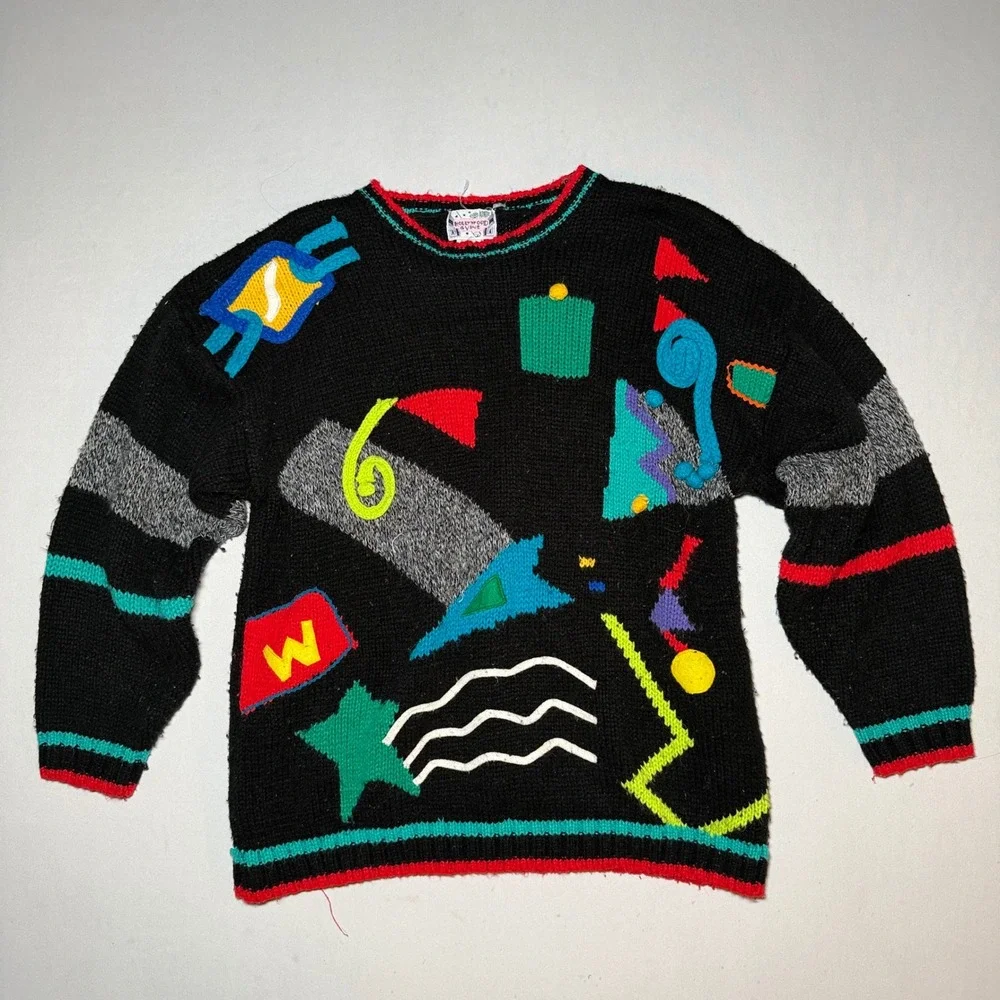 VTG 90s‎ Hollywood & Vine Abstract Sweater Mens Medium Multicolor Geometric